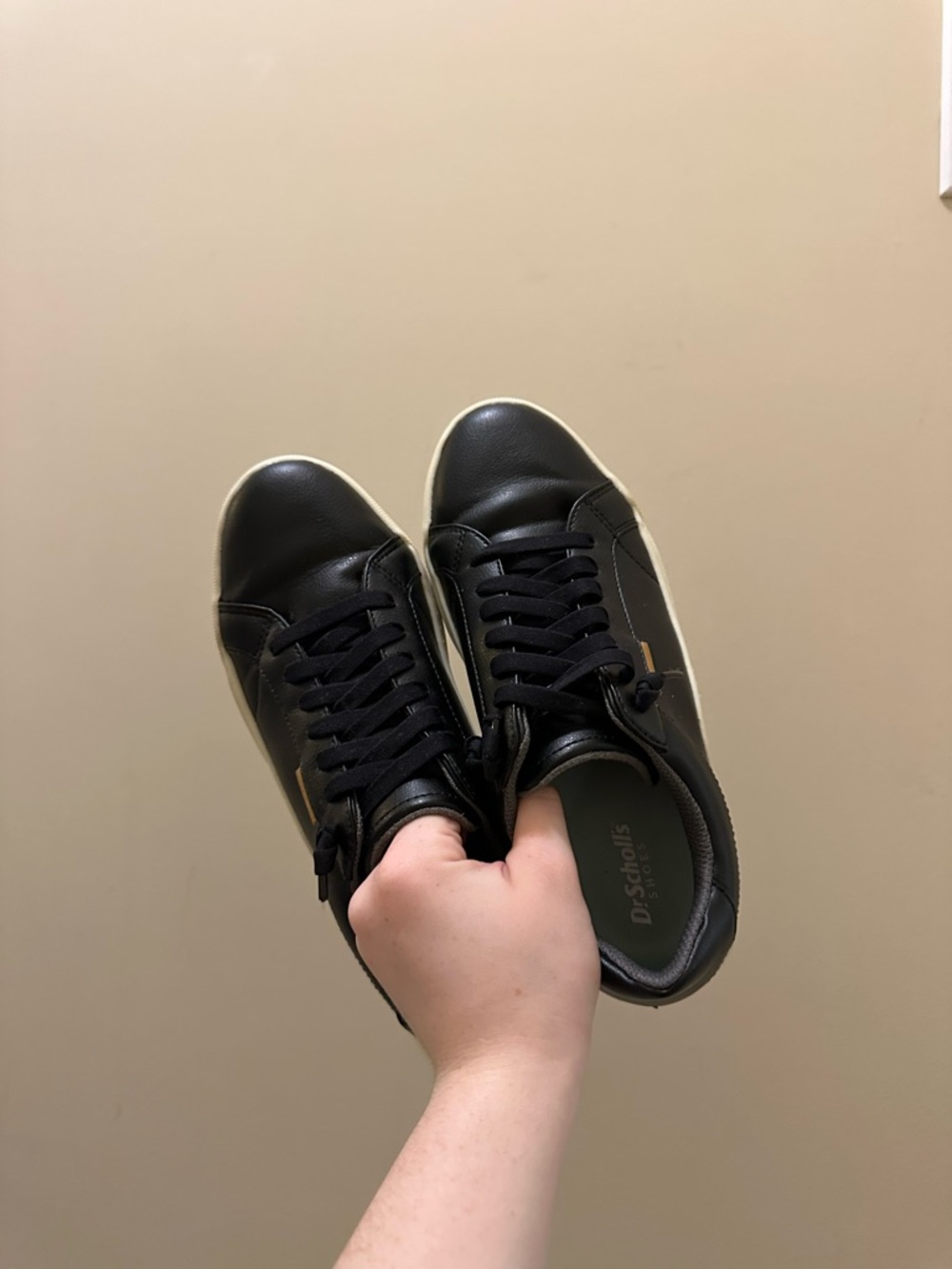 Dr. Scholl's Black Sneakers with White Sole and Gold Accent